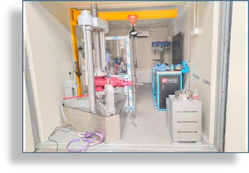 Mobile valve maintenance workshop interior